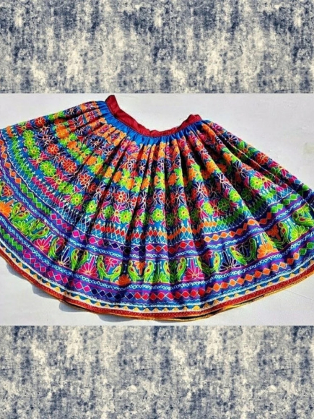 Handmade Vintage Banjara Artisan Embroidered Full Skirt Boho Ethnic Exquisite